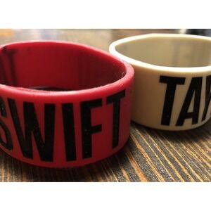 Taylor Swift Red Era Silicone Bracelet Set Red and White Wristbands 2pc